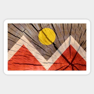 Wood flag of Denver Sticker